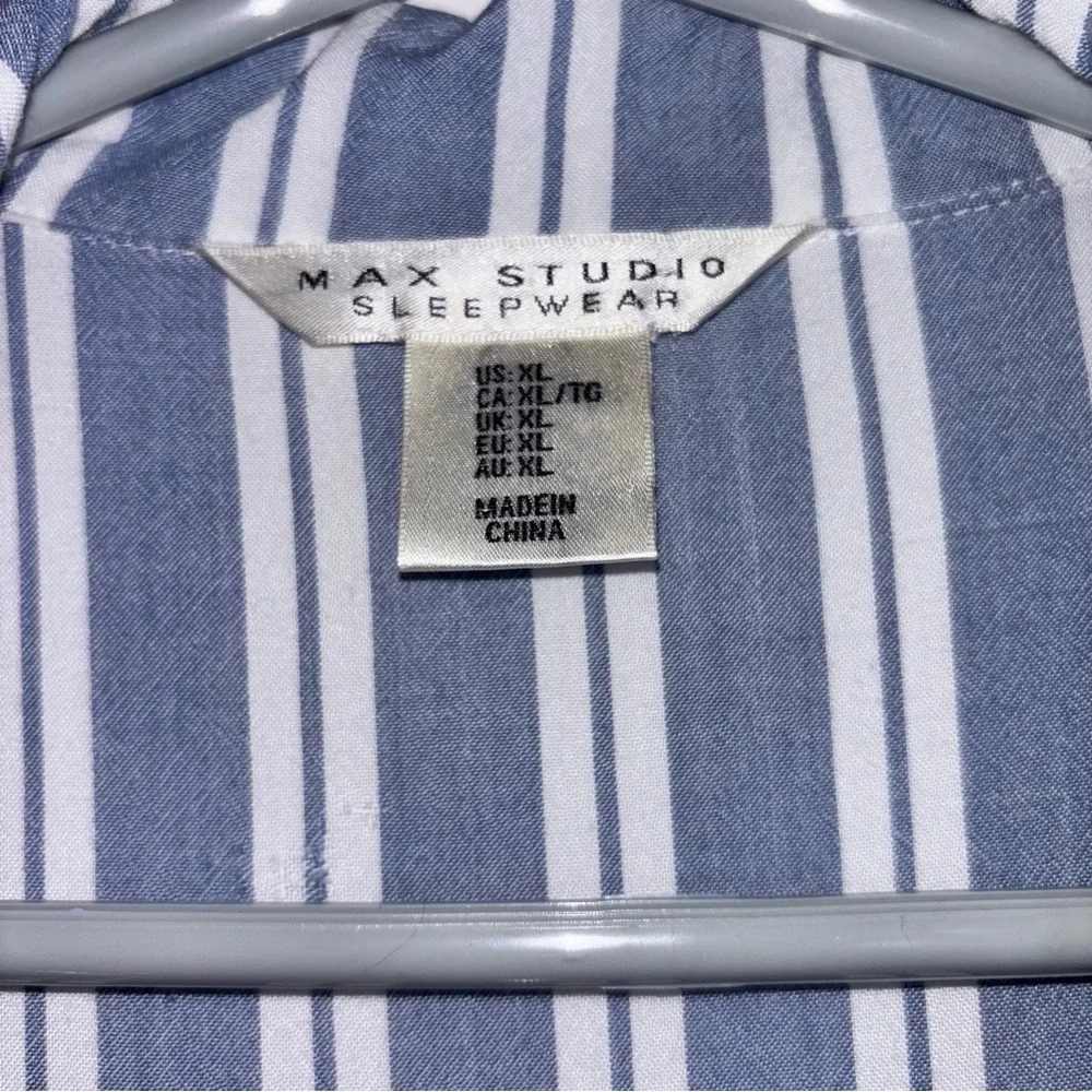 2/$30 Max Studio Sleepwear Women’s XL Blue White Striped Shirt Dress Buttons - Picture 2 of 10